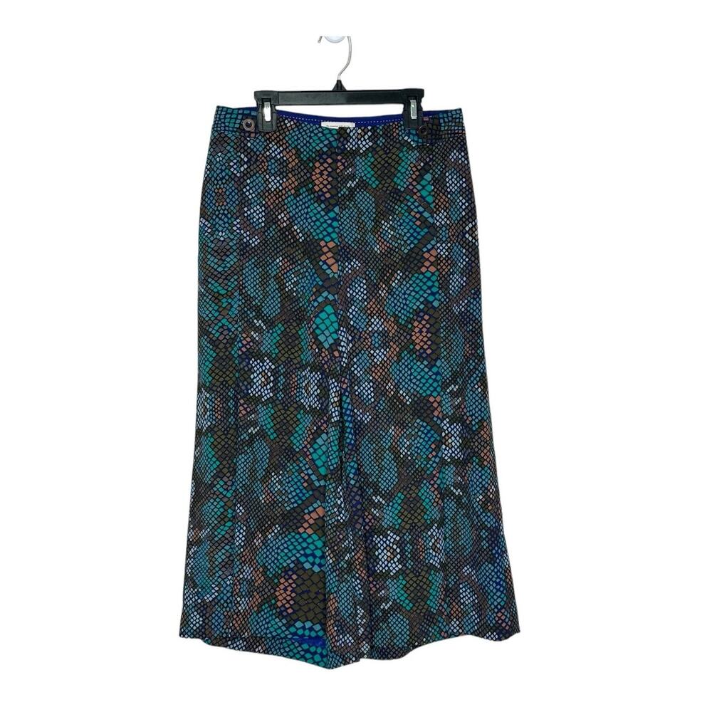 Anthropologie the essential blue green print culottes pants size 2 - Picture 1 of 9
